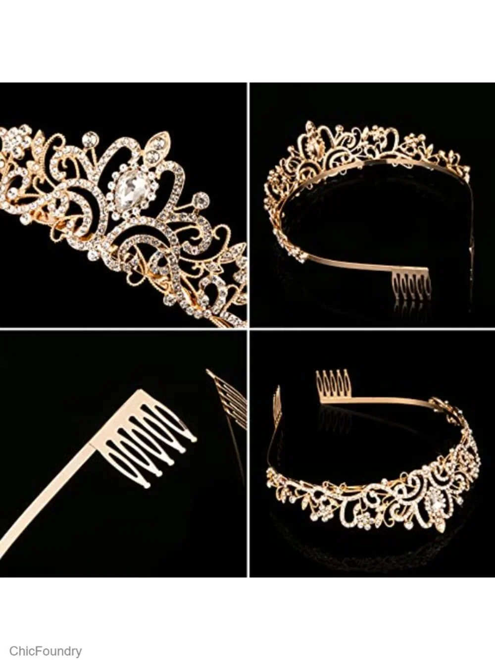 Crystal Tiara Crown for Women Girls Princess Elegant Headpiece with Combs
